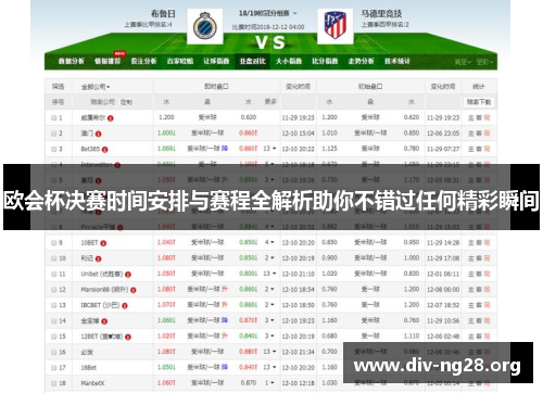 欧会杯决赛时间安排与赛程全解析助你不错过任何精彩瞬间